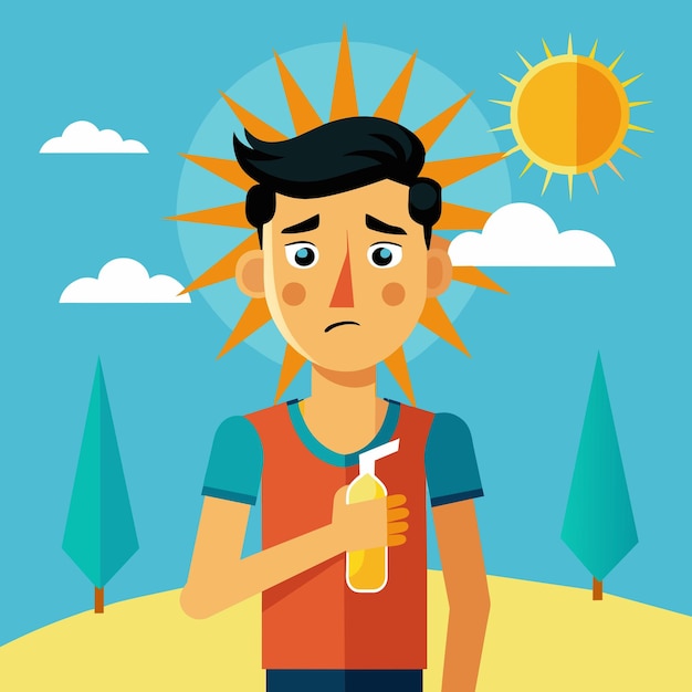 Handsome Young Man Suffering From Heat Wave Stoke In Very Hot Weather Handsome Young Man Suffering From Heat Wave Stoke In Very Hot Weather